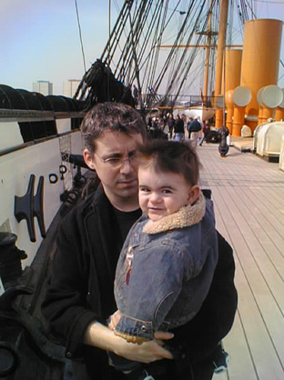 with Daddy on HMS Warrior (where mummy & daddy got married)